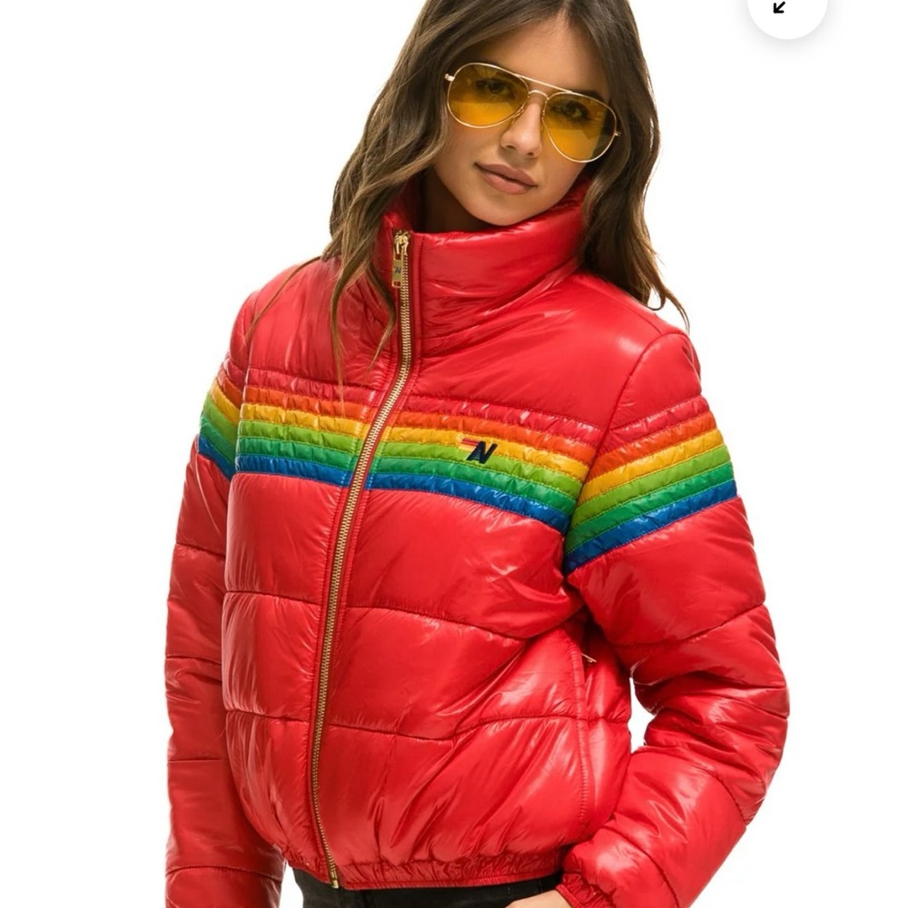 Aviator Nation Red Retro Puffer Jacket